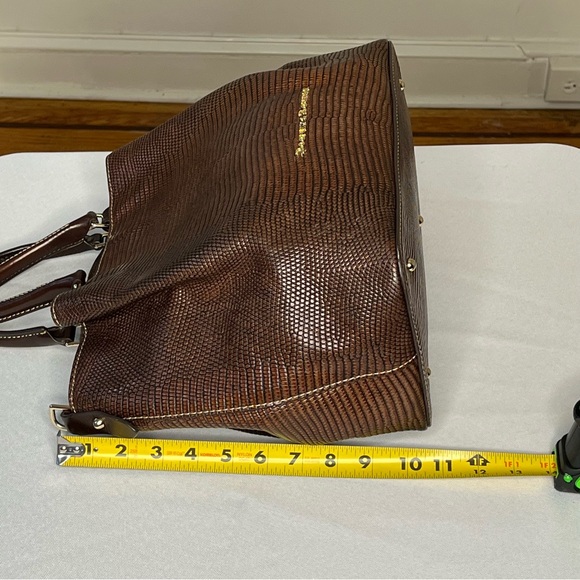 DOONEY & BOURKE Barlow Lizard Chocolate Brown Embossed Genuine Leather Satchel - Picture 8 of 16